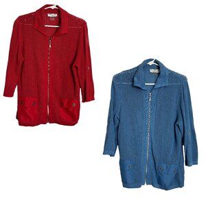 Lot 2 Allison Dailey Open Knit Cardigan Sweater Womens Size Small & Small Petite